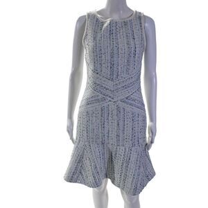 Karl Lagerfeld Womens Blue Textured Crew Neck Sleeveless Shift Dress Size S